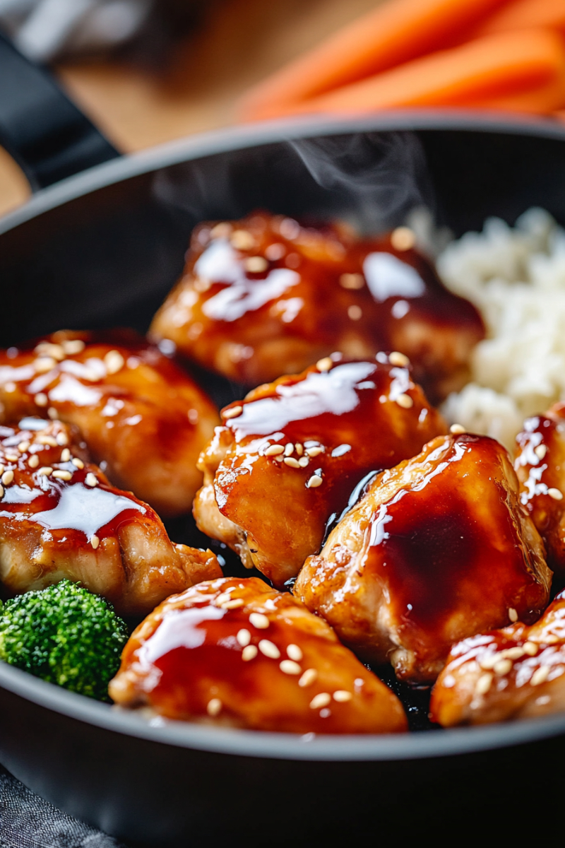 Chicken teriyaki bento box with rice and side dishes