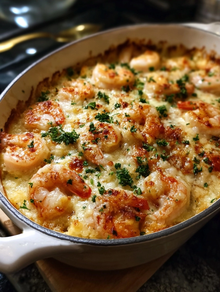 Shrimp Casserole with Baked Crumb Topping