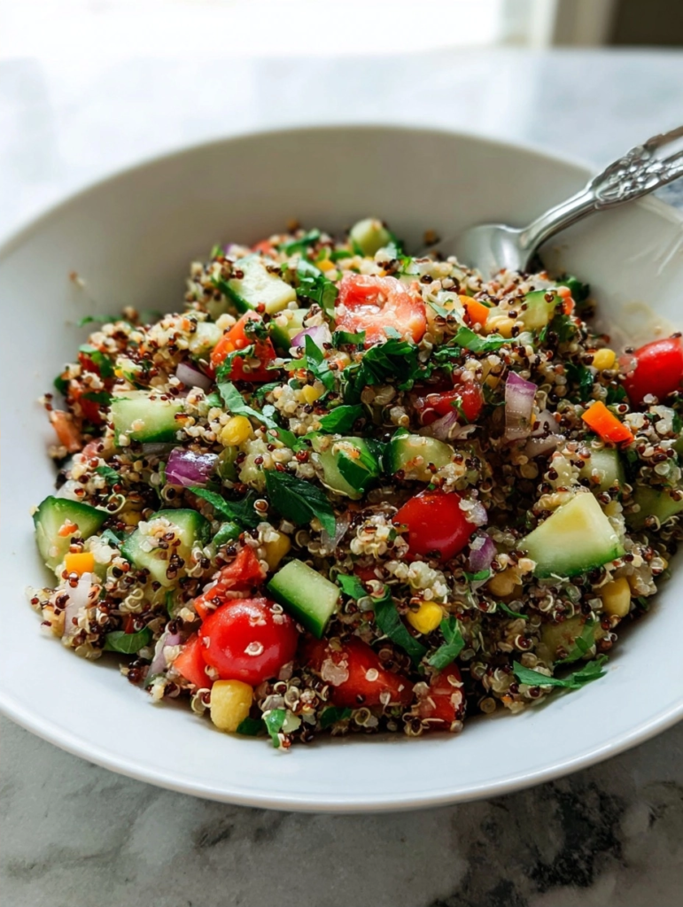 Quinoa Salad with Vibrant Toppings and Zesty Dressing