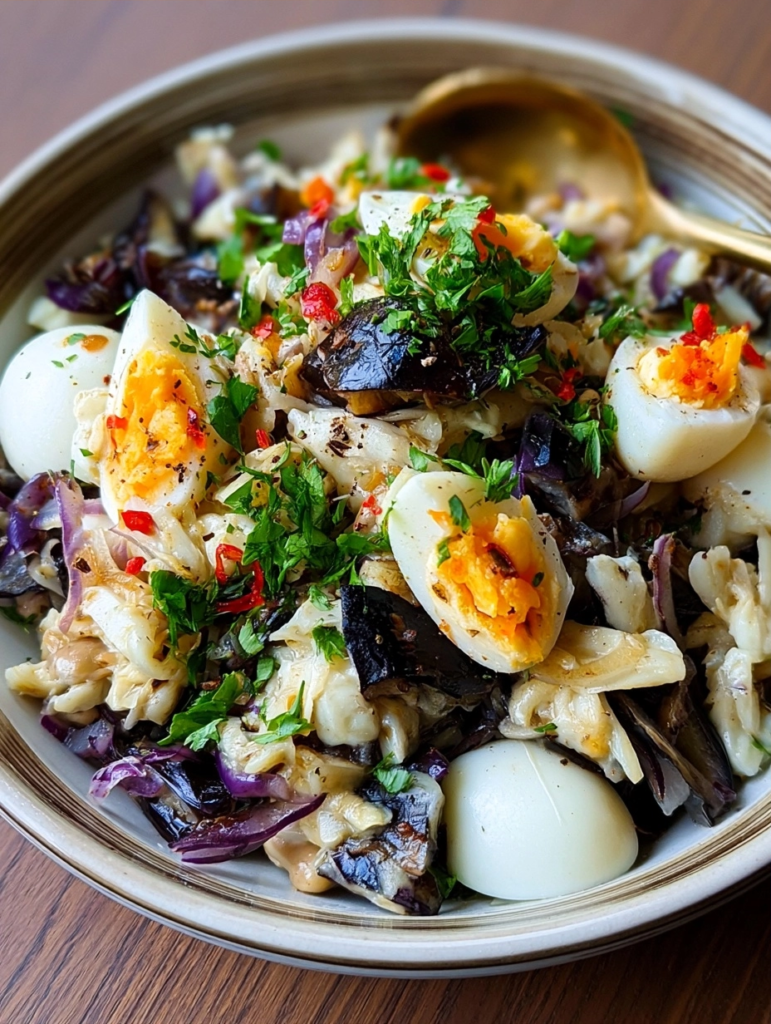 Eggs eggplant salad recipe for a quick healthy meal