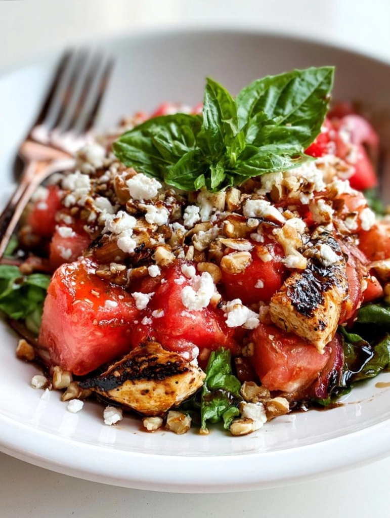 Watermelon chicken breast salad for summer